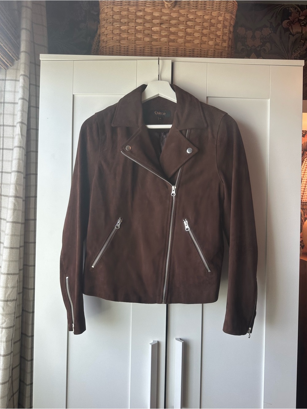 NEW Quince Brown Suede Moto Jacket